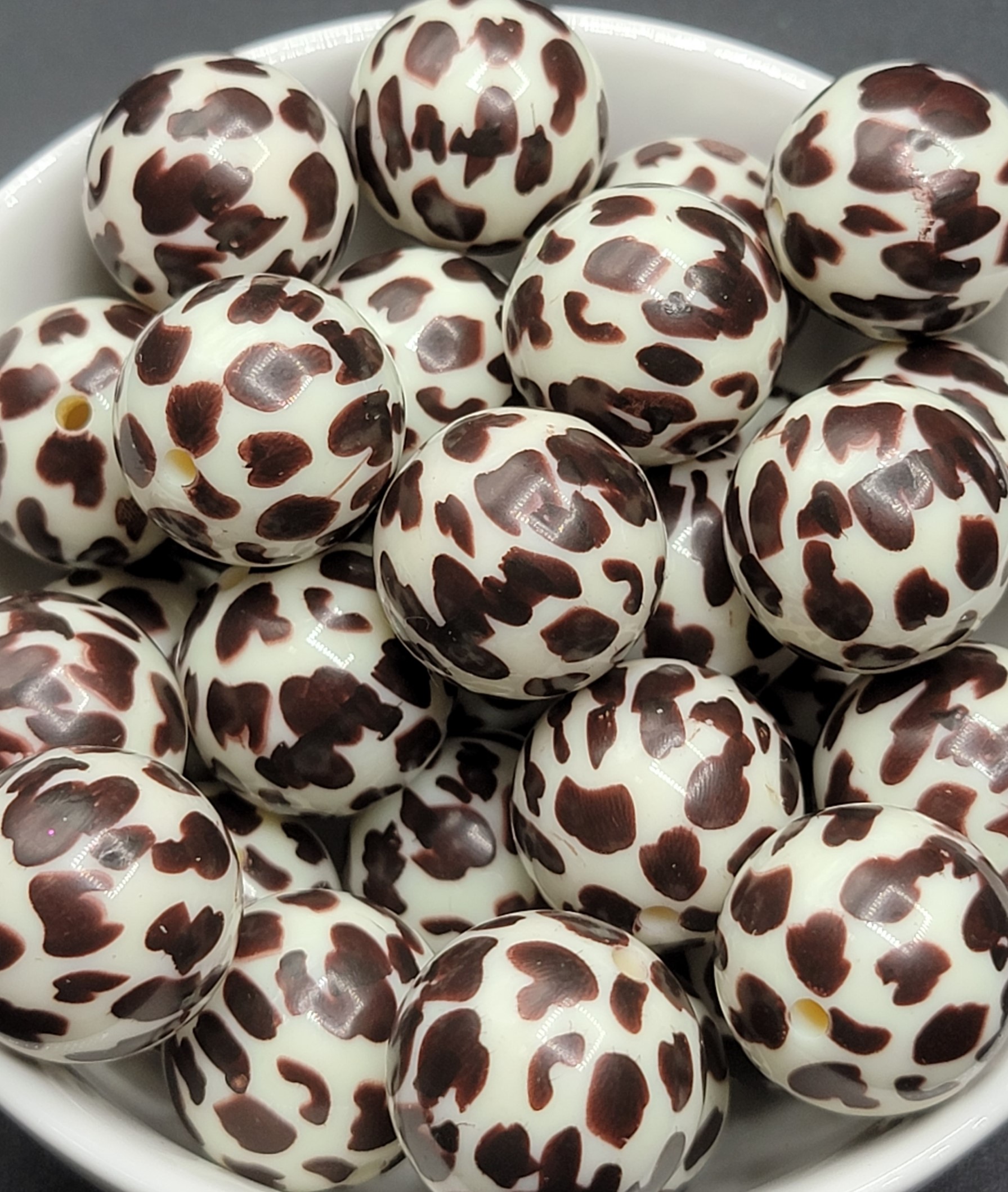 5pc. Brown Cow Print - Beads