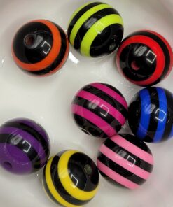 8pc. Black/Brights Stripe - Beads