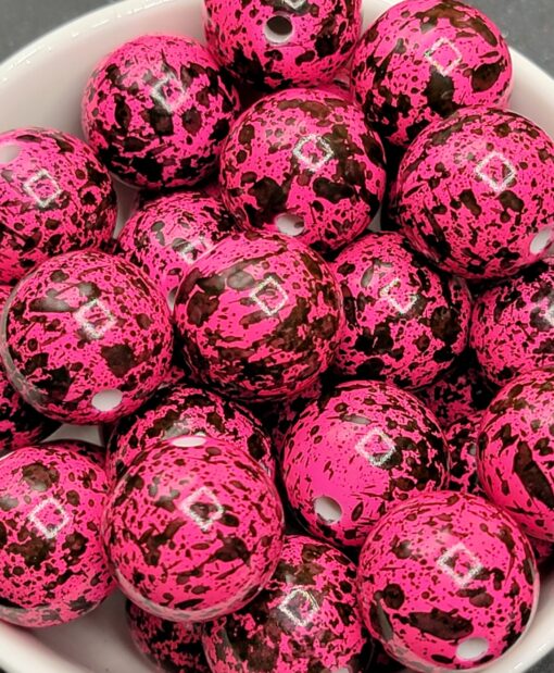 Hot Pink/Black Splash - 5pc. Beads