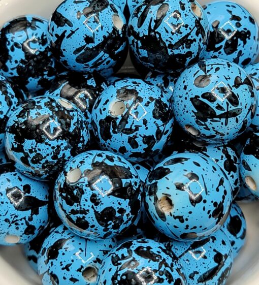 Bright Blue/Black Splash - 5pc. Beads