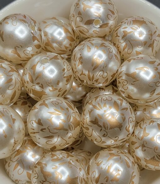 Cream/Gold Floral - 5pc. - Beads