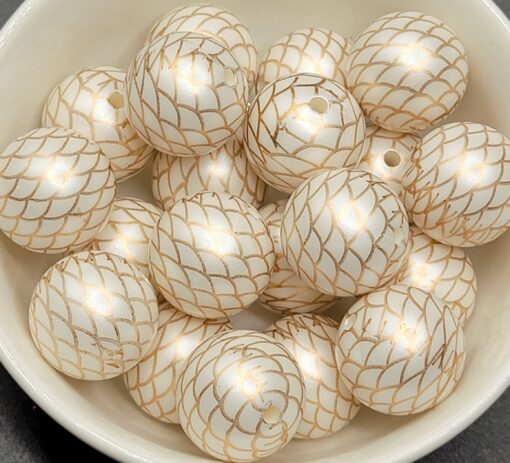 Cream/Gold Scales - 5pc. Beads