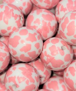 Pink Cow Print - 5pc.  Beads