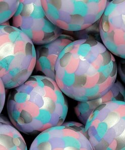 Lavender/Aqua/Silver Mermaid Scales - 5pc. Beads
