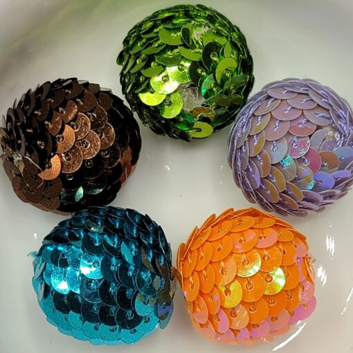 Sequin beads - Asst. 5pc - Teal/Green/Or/Br