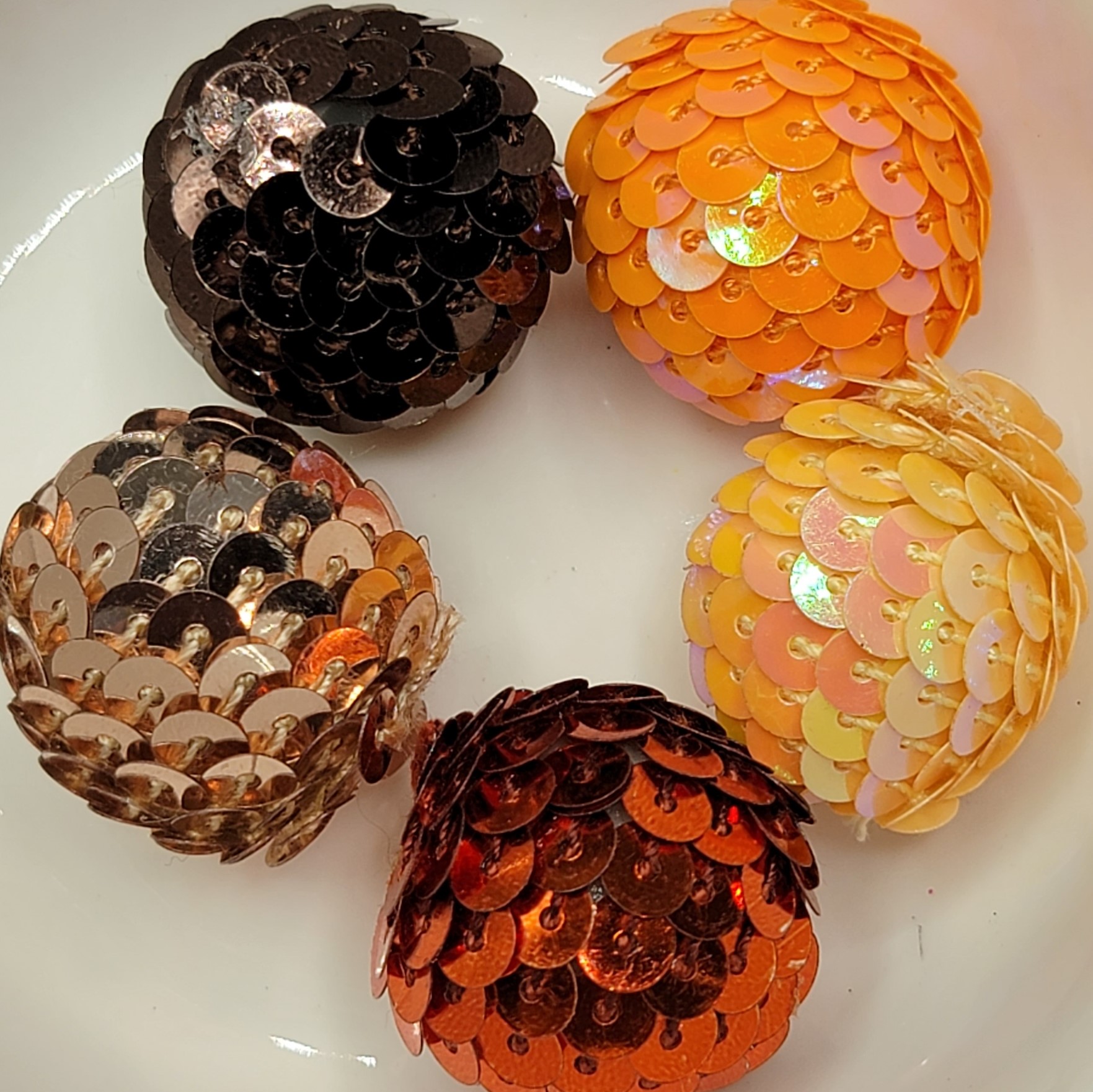 Sequin beads - Asst. 5pc  - Orange/Brown