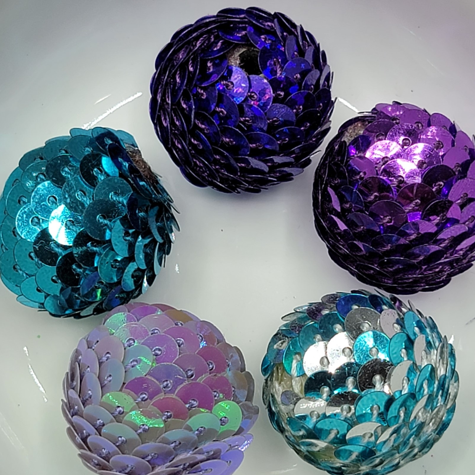 Sequin beads - Asst. 5pc - Turquoise/Purple