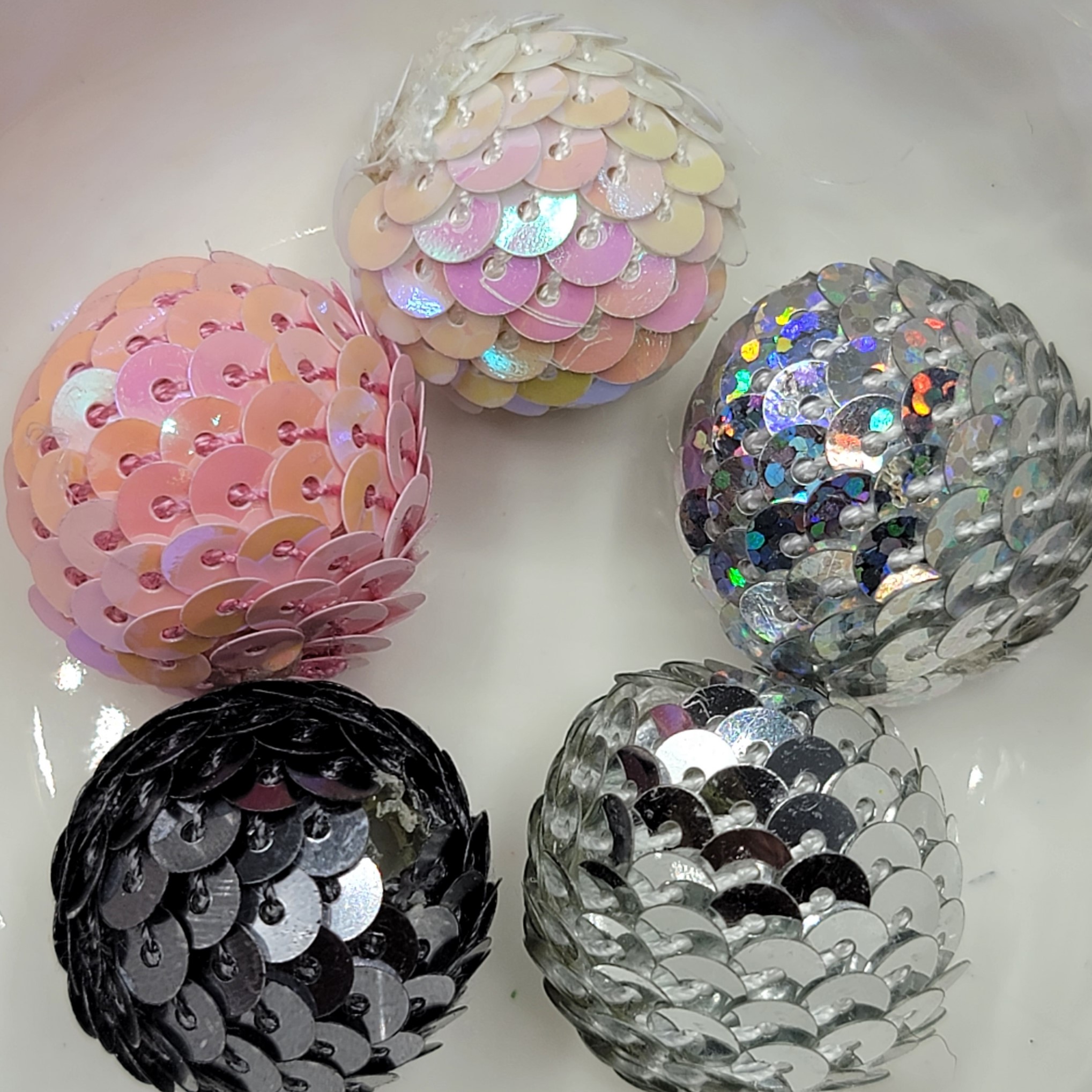 Sequin beads - Asst. 5pc - Pink/Silver/Grey