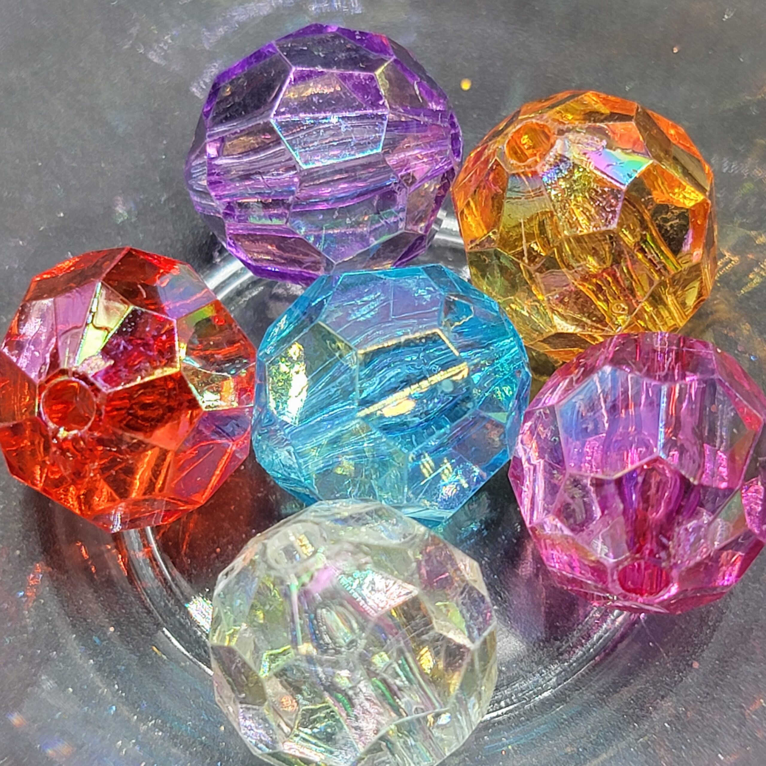 Crystal AB Lg Facet assortment - 6pc beads