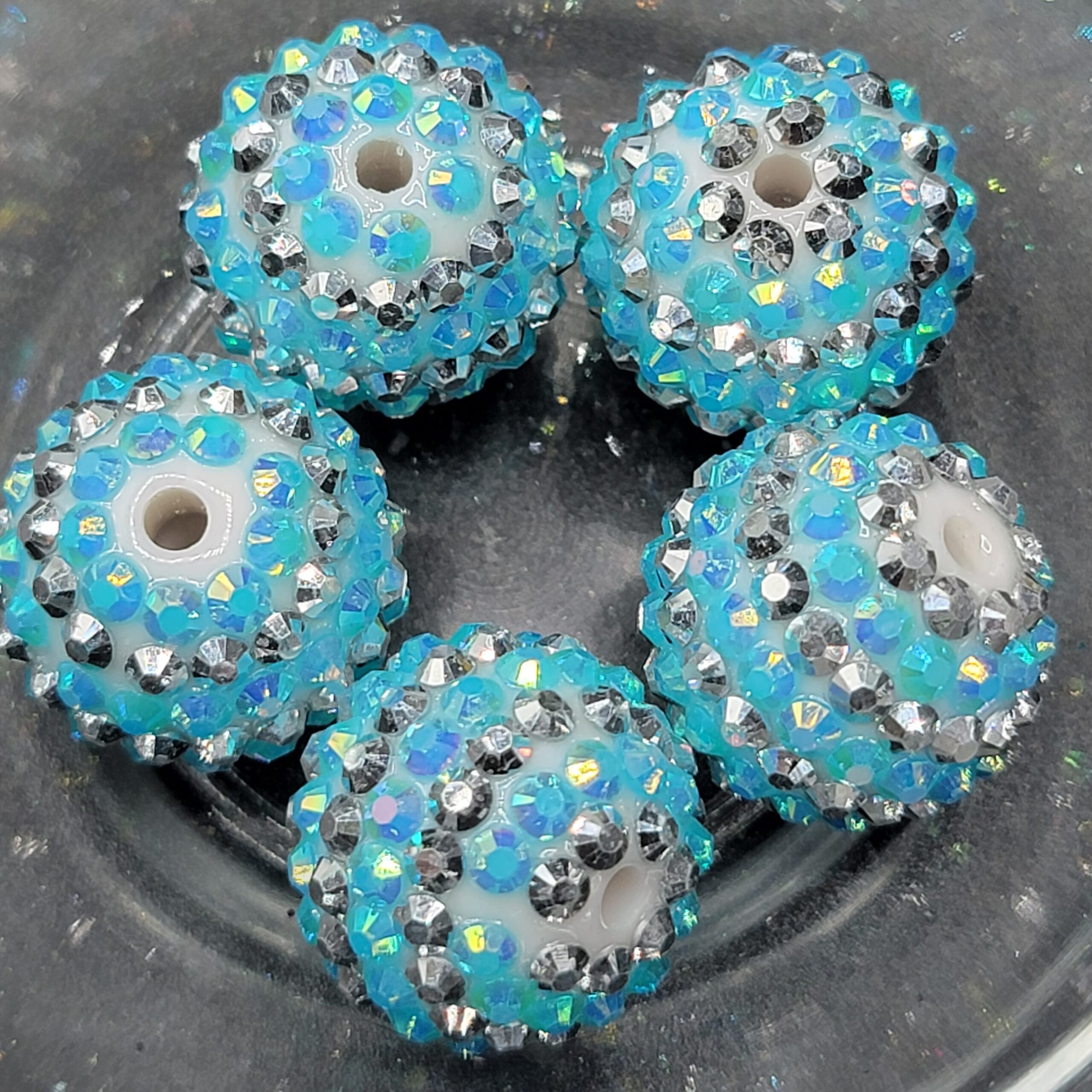 Aqua/Silver Striped -  5pc  RSB