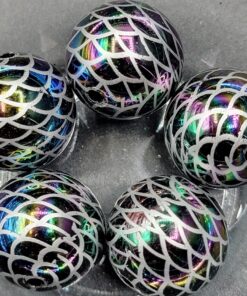Black AB/Silver Scales - 5pc beads