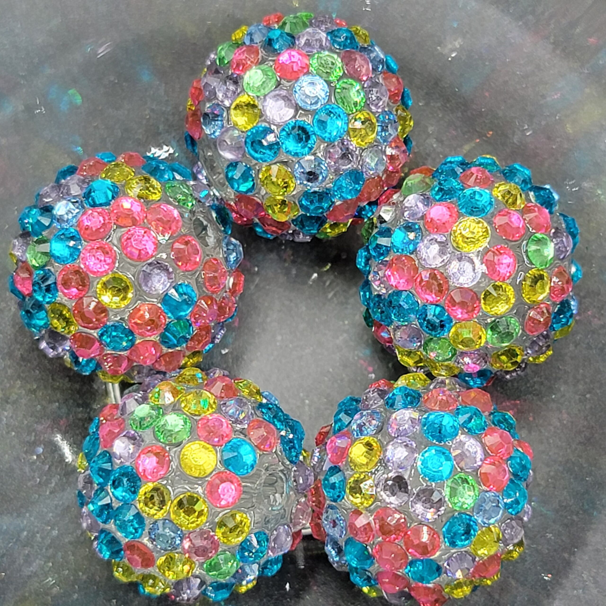 Hot Pink/Turquoise/Yellow/Lavender Confetti -  5pc  RSB