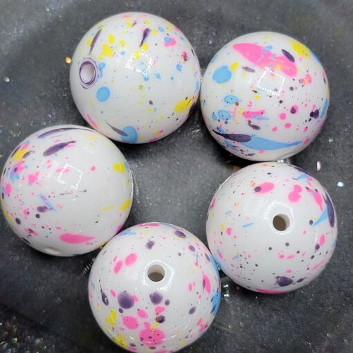 Bright Splatter - 5pc beads