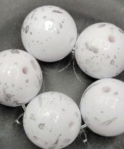 White/Silver Splatter - 5pc beads
