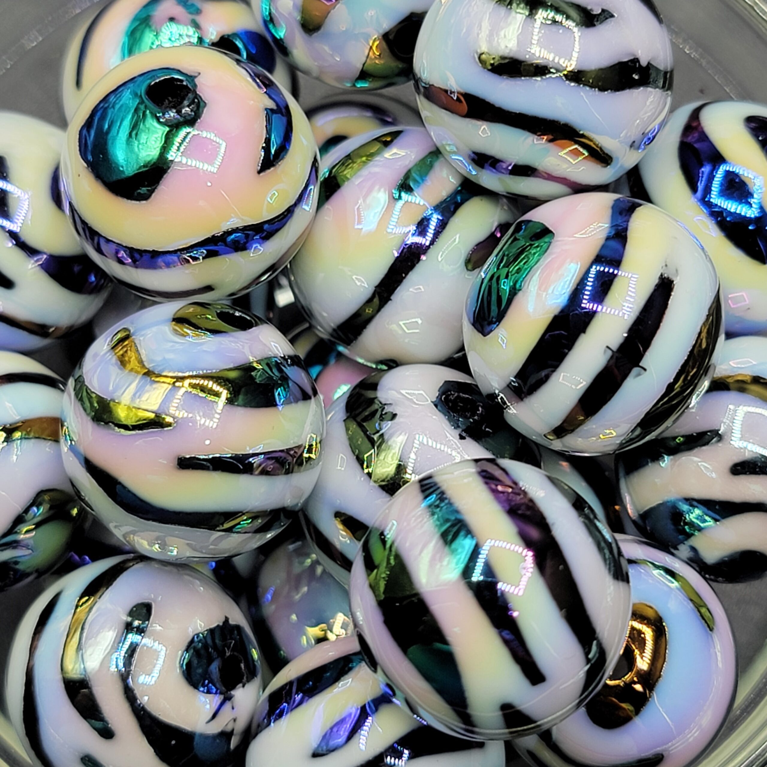 Zebra AB - 5pc beads