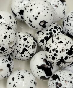 WHITE/BLACK Splatter - 5pc beads