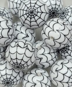 WHITE SPIDERWEBS  - 5pc beads