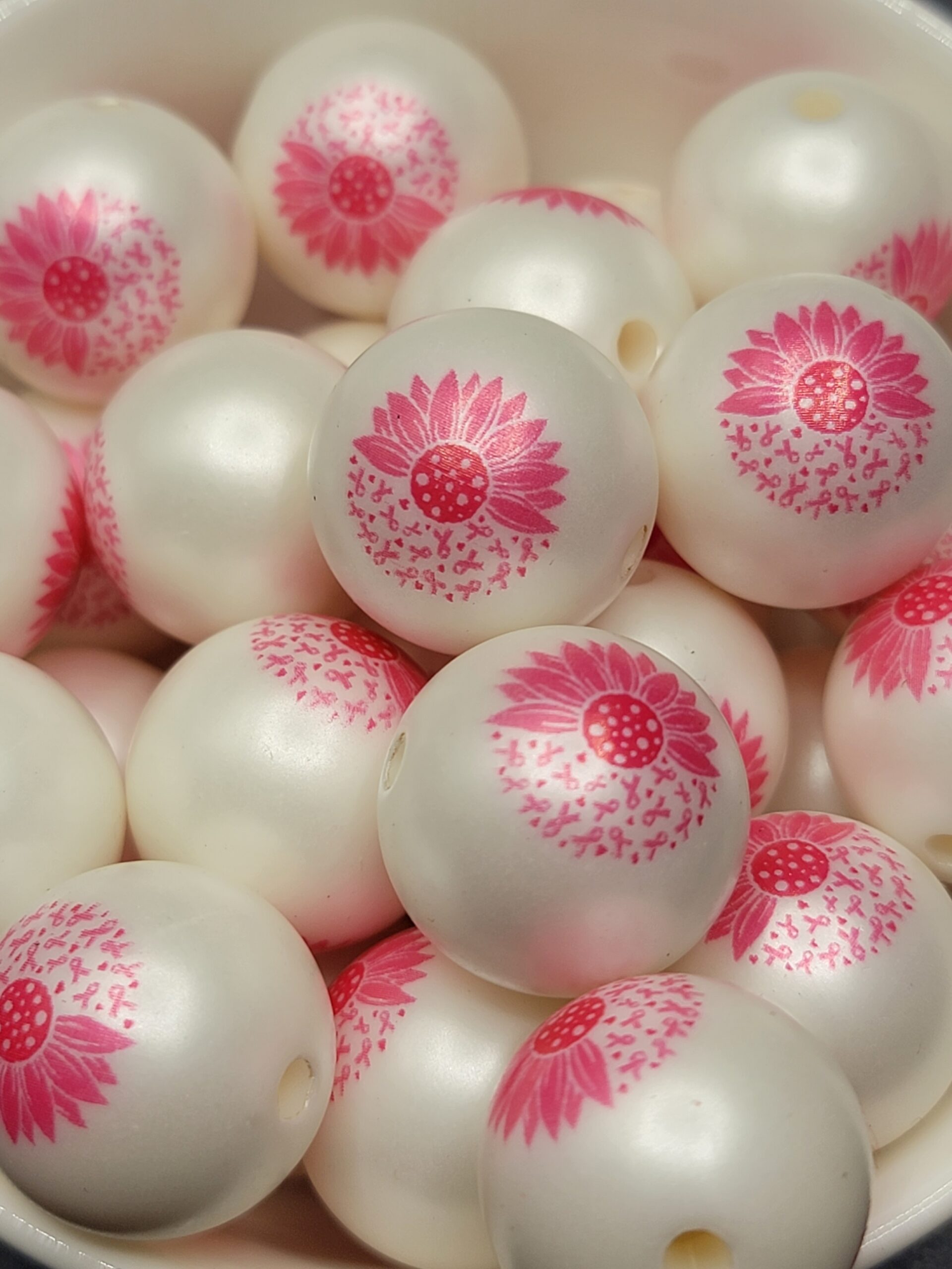 Pink Daisy/Support Ribbon -  5pc