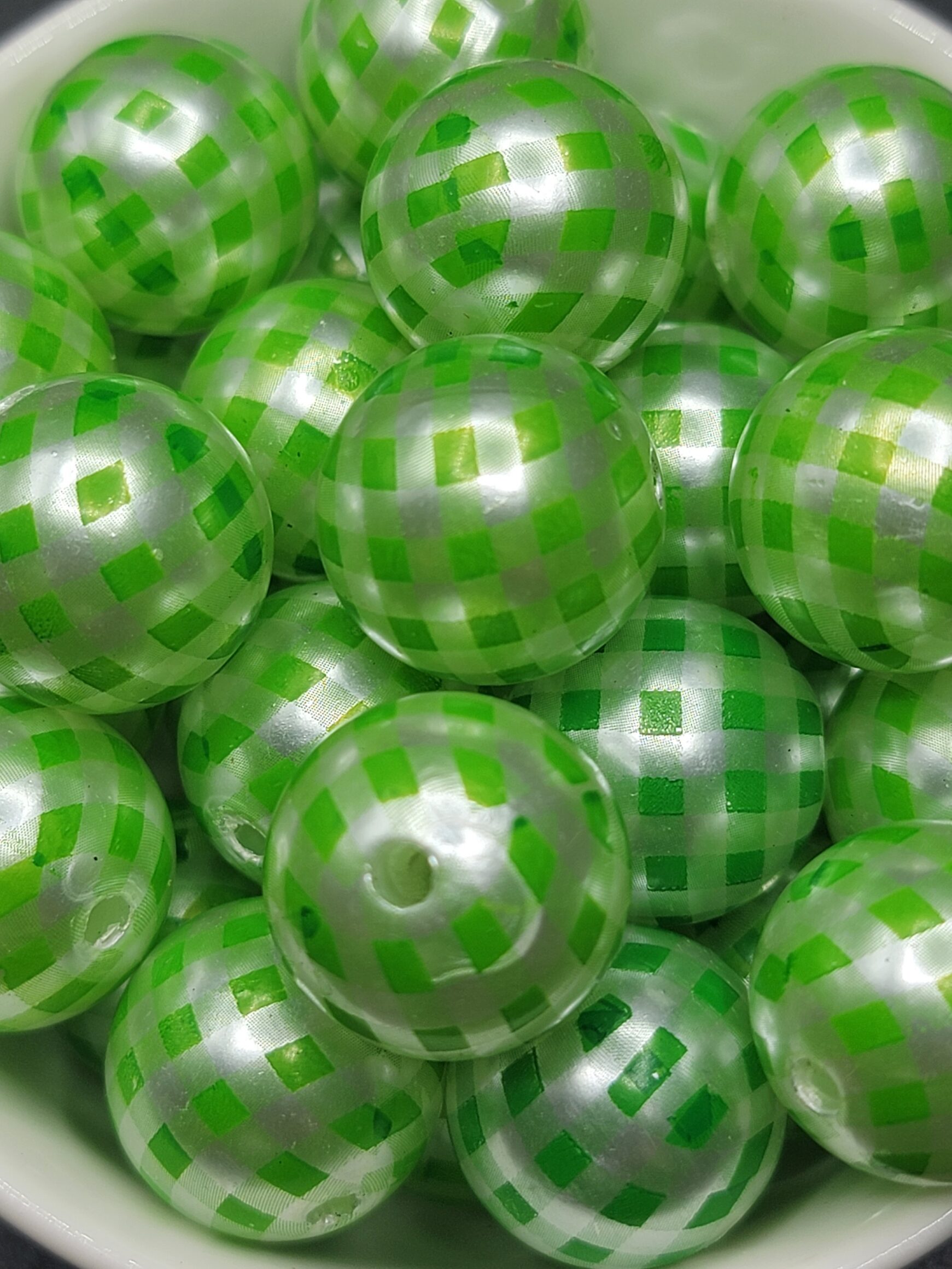 Green Gingham Pearl -  5pc