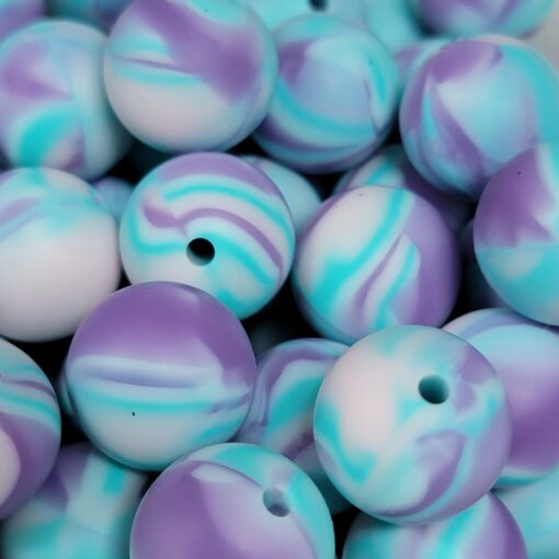 Marble Purple/Aqua 15mm Round