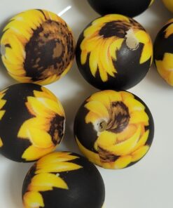 Sunflowers Black - 15mm Round