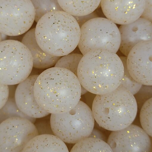 Glitter White/Gold - 15mm Round