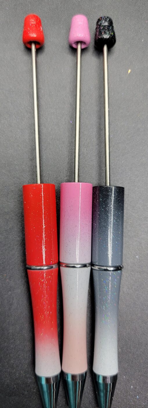 Ombre' Glittered Beadable Pens (plastic)