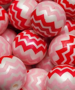 Pink/Red Chevron - 5pc beads