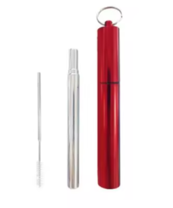 Portable Straw/Case/Cleaner - RED