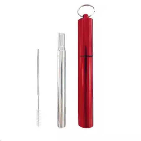 Portable Straw/Case/Cleaner - RED