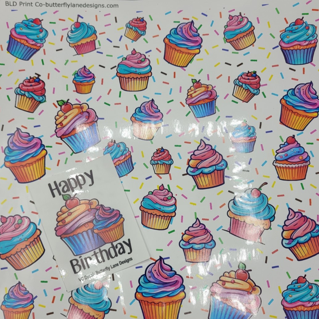 Birthday Cupcake vinyl and Decal