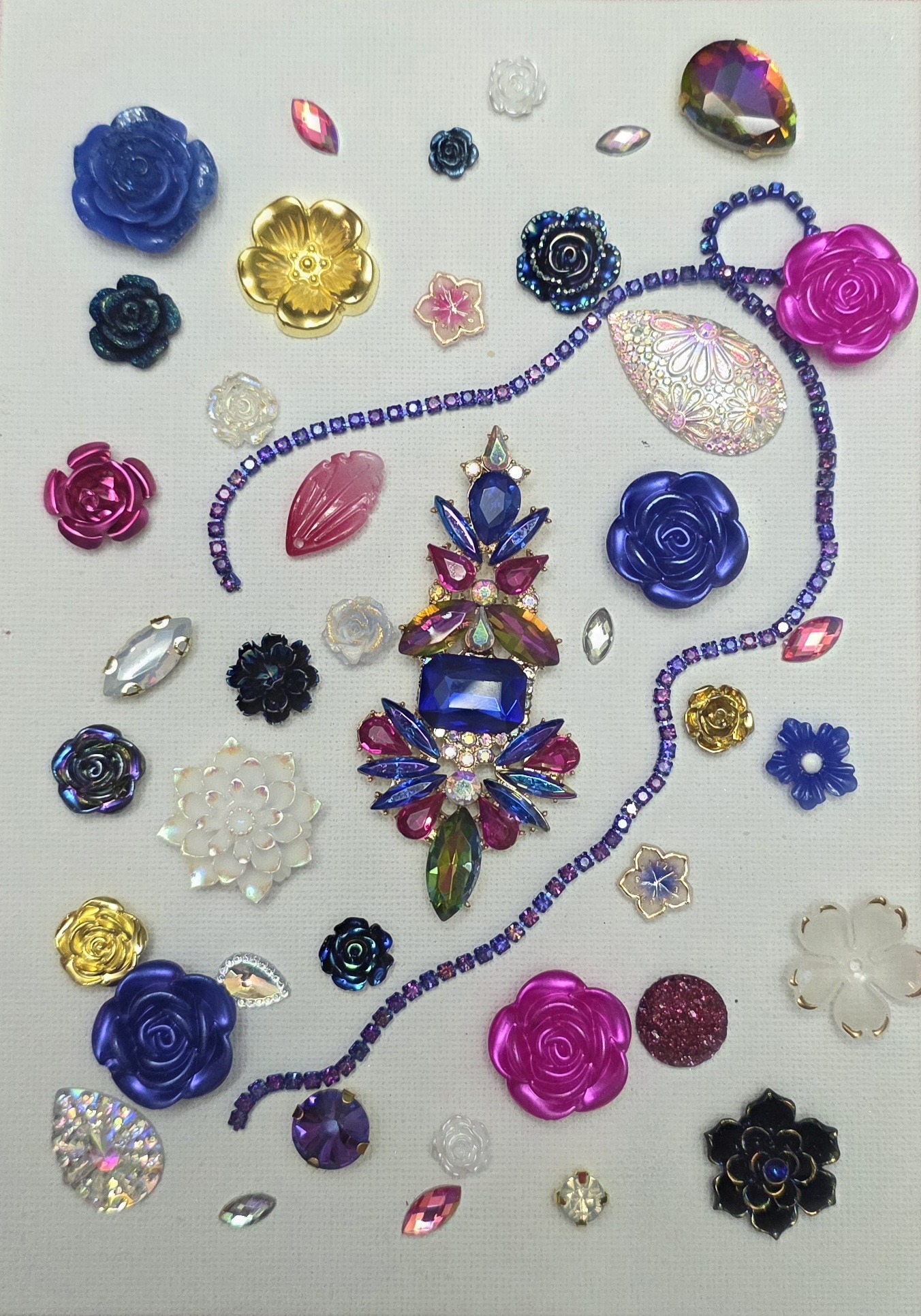 DEP120 - Sapphire/Pink Deco cluster